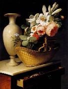Antoine Berjon Still-Life with a Basket of Flowers painting